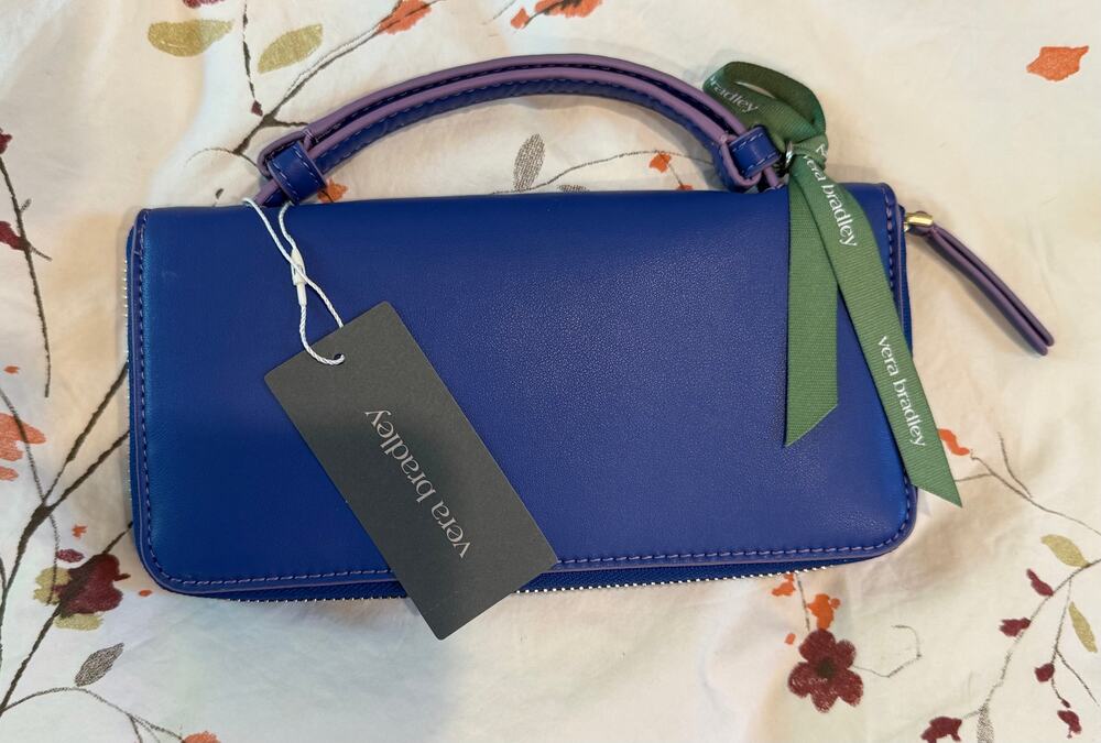 Vera Bradley Leather Accordion Wristlet Deep Ultramarine Purple NWT